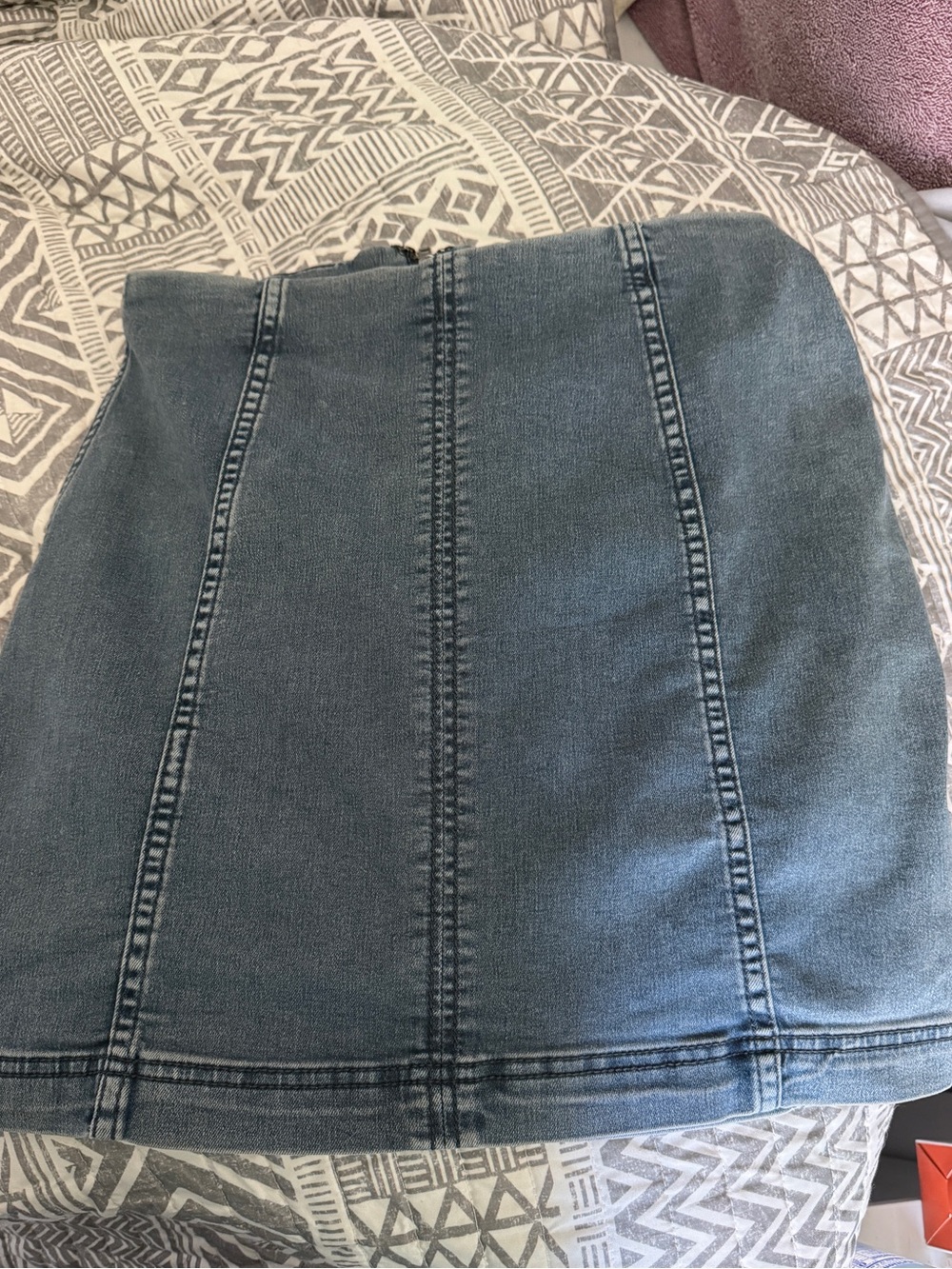 Free People Denim Mini Skirt Size 8 Y2K Blue Wash Stretch